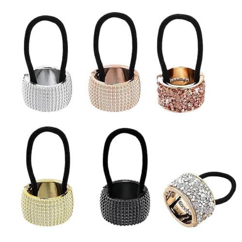 NTRUXZP Haargummis, 6pcs Elasitc Hair Tie for Women Girls Haar Manschette Pferdeschwanz Halter Metall Haarschmuck Haargummis Haarseil Pferdeschwanz Halter Clip für Frauen, Mädchen von NTRUXZP
