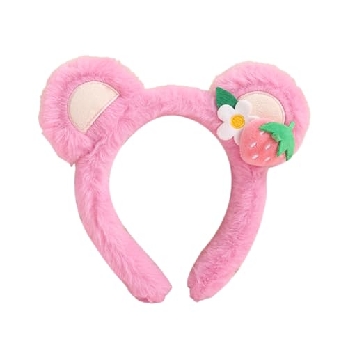 NTRUXZP Stirnband Mit Bärenohren Schönes Ohr-stirnband Kopfbedeckung Cosplay-stirnbänder Bärenkostümzubehör Glücksbärchi Kostüm Bären Kostüm Flauschiges Tier Ausgabekarte Fräulein Plüsch (Rosa) von NTRUXZP