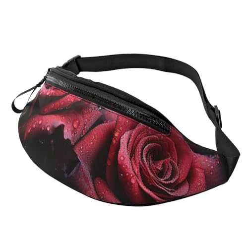 Bauchtaschen für Damen, große Umhängetasche, trendige Brusttasche, Happy Valentine's Day, Hüfttasche für Reisen, Rote Rose und schwarze Blätter., Einheitsgröße Bauchtaschen für Damen, große Umhängetasche, trendige Brusttasche, Happy Valentine's Day, Hüfttasche für Reisen, Rote Rose und schwarze Blätter., Einheitsgröße von NTVOWPZO