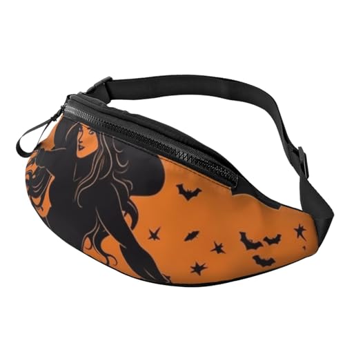 Gürteltasche für Damen, große Umhängetasche, trendige Brusttasche, Rot, Weihnachtsgürteltasche für Reisen, Halloween Hexe fliegend, Einheitsgröße Gürteltasche für Damen, große Umhängetasche, trendige Brusttasche, Rot, Weihnachtsgürteltasche für Reisen, Halloween Hexe fliegend, Einheitsgröße von NTVOWPZO