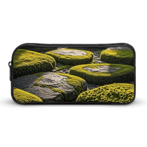 NTVOWPZO Federmäppchen, ästhetisches Stiftetui, Moosstein, Pflaster, tragbare Stifttasche, Make-up-Tasche, Schreibtisch-Organizer für Büro, Stil, 22 x 12 x 5 cm, Federmäppchen, Stil:, 22*12*5cm, von NTVOWPZO