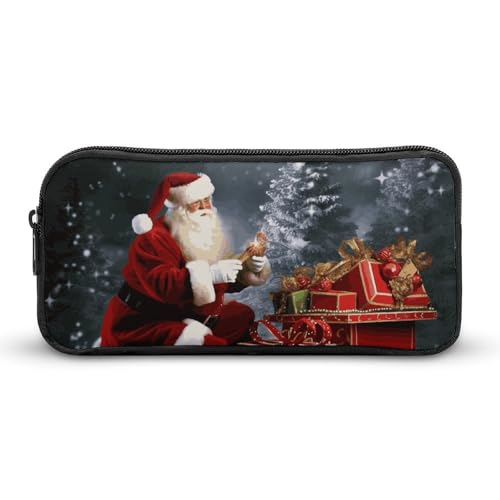 NTVOWPZO Federmäppchen, ästhetisches Stiftetui, Motiv: Merry Christmas, Weihnachtsmann, tragbare Stifttasche, Make-up-Tasche, Schreibtisch-Organizer für Büro, Stil, 22 x 12 x 5 cm, Federmäppchen, von NTVOWPZO