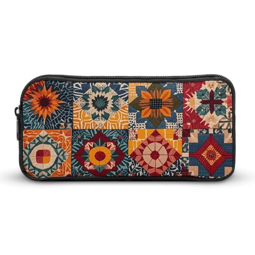 NTVOWPZO Federmäppchen, ästhetisches Stiftetui, afrikanisches Textil, Patchwork, tragbare Stifttasche, Make-up-Tasche, Schreibtisch-Organizer für Büro, Stil, 22 x 12 x 5 cm, Federmäppchen, Stil:, von NTVOWPZO