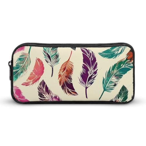 NTVOWPZO Federmäppchen, ästhetisches Stiftetui, buntes Federmuster, tragbare Stifttasche, Make-up-Tasche, Schreibtisch-Organizer für Büro, Stil, 22 x 12 x 5 cm, Federmäppchen, Stil:, 22*12*5cm, von NTVOWPZO