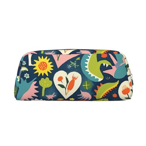 NTVOWPZO Federmäppchen, großes Federmäppchen, Herz-Dinosaurier-Druck, Federmäppchen für Büro, kleine Reißverschlusstasche für Bleistifte, Silber, One Size, Federmäppchen von NTVOWPZO