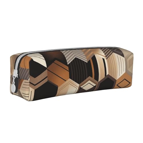 NTVOWPZO Federmäppchen, großes Federmäppchen, botanisches Muster, abstraktes Federmäppchen für Büro, kleine Reißverschlusstasche für Bleistifte, Schwarz, sechseckig, Einheitsgröße, Federmäppchen von NTVOWPZO