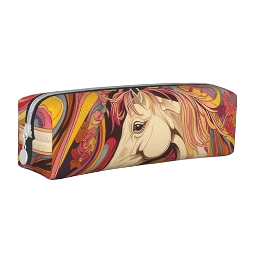 NTVOWPZO Federmäppchen, großes Federmäppchen, tropisches Blättermuster, Federmäppchen für Büro, kleine Reißverschlusstasche für Bleistifte, Quadratischer Pferde-Schal, Einheitsgröße, Federmäppchen von NTVOWPZO