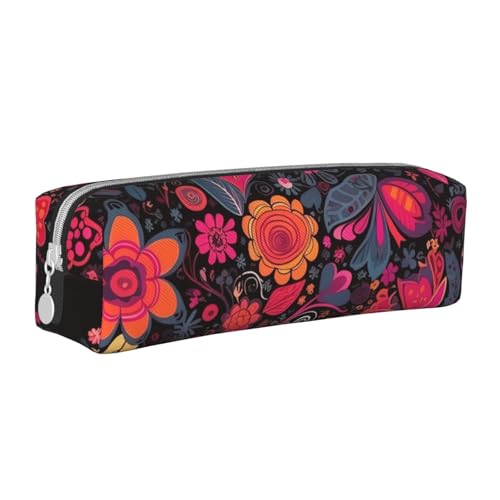 NTVOWPZO Federmäppchen, großes Federmäppchen, tropisches Blättermuster, Federmäppchen für Büro, kleine Reißverschlusstasche für Bleistifte, Strange Creature Black, Einheitsgröße, Federmäppchen von NTVOWPZO