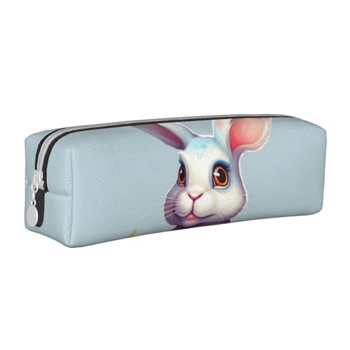 NTVOWPZO Federmäppchen, großes Federmäppchen, violette Blumen und Blätter, Federmäppchen für Büro, kleine Reißverschlusstasche für Bleistifte, Kaninchen und Eier, Einheitsgröße, Federmäppchen von NTVOWPZO