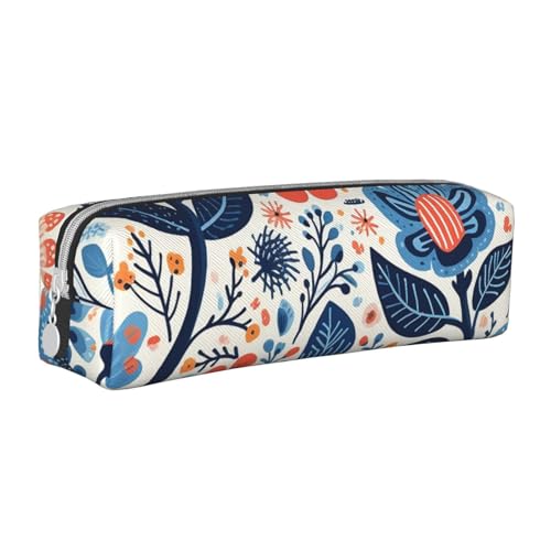 NTVOWPZO Federmäppchen, großes Federmäppchen, violette Blumen und Blätter, Federmäppchen für Büro, kleine Reißverschlusstasche für Bleistifte, Skurrile Volkskunst, One Size, Federmäppchen von NTVOWPZO