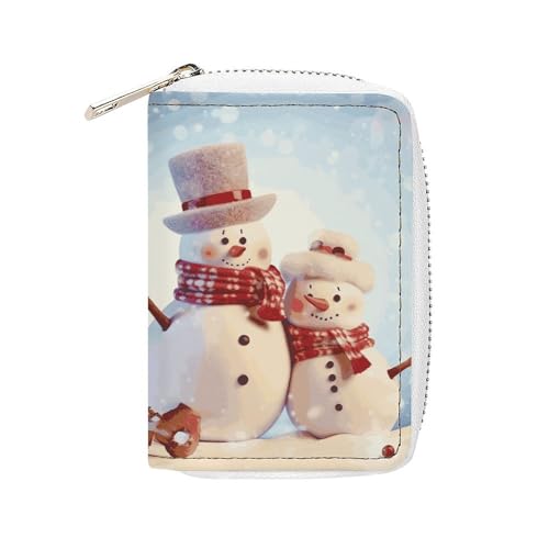 NTVOWPZO Kreditkartenetui für Herren, weicher Visitenkartenhalter, niedlicher Schneemann, Weihnachtskartenetui mit Reißverschluss, Stil, 16 x 11,5 cm, Stil, 16 x 11,5 cm, Stil:, 16x11.5cm von NTVOWPZO