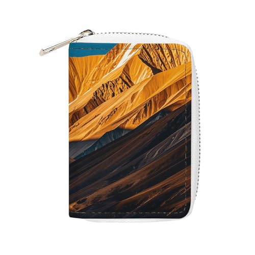 NTVOWPZO Kreditkartenetui für Herren, weiches Visitenkartenetui, Motiv: Goldene Berge und der Mond, Kartenetui mit Reißverschluss, Stil, 16 x 11,5 cm, Stil, 16 x 11,5 cm, Stil:, 16x11.5cm von NTVOWPZO