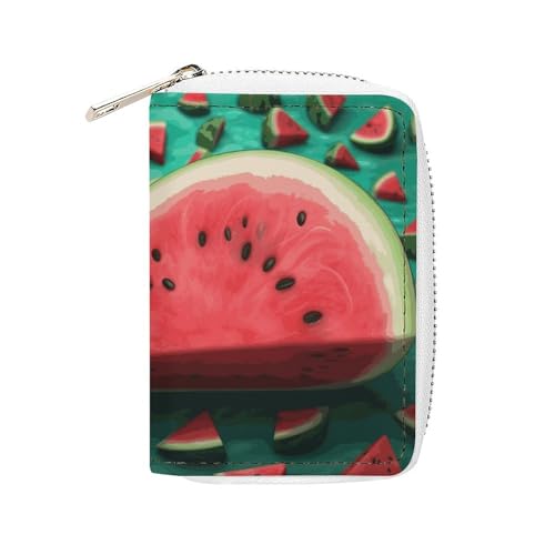 NTVOWPZO Kreditkartenetui für Herren, weiches Visitenkartenetui, Traum-Wassermelonen-Kartenetui mit Reißverschluss, Stil, 16 x 11,5 cm, Stil, 16 x 11,5 cm, Stil:, 16x11.5cm von NTVOWPZO