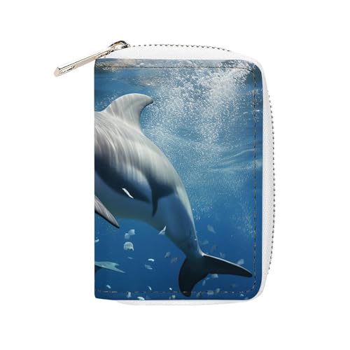 NTVOWPZO Kreditkartenetui für Herren, weiches Visitenkartenetui, niedliche Delfine, Kartenetui mit Reißverschluss, Stil, 16 x 11,5 cm, Stil, 16 x 11,5 cm, Stil:, 16x11.5cm von NTVOWPZO