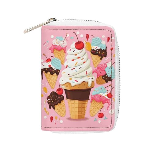 NTVOWPZO Kreditkartenetui für Herren, weiches Visitenkartenetui, süßes Eiscreme-Kartenetui mit Reißverschluss, Stil, 16 x 11,5 cm, Stil, 16 x 11,5 cm, Stil:, 16x11.5cm von NTVOWPZO