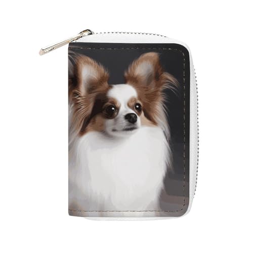 NTVOWPZO Kreditkartenetui für Herren, weiches Visitenkartenetui, weißes Papillon, Kartenetui mit Reißverschluss, Stil, 16 x 11,5 cm, Stil, 16 x 11,5 cm, Stil:, 16x11.5cm von NTVOWPZO