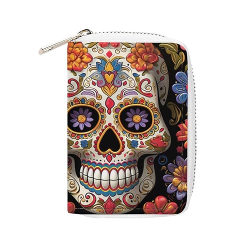 NTVOWPZO Kreditkartenetui für Herren, weiches Visitenkartenetui mit Totenköpfen, Kartenetui mit Reißverschluss, Stil, 16 x 11,5 cm, Stil, 16 x 11,5 cm, Stil:, 16x11.5cm von NTVOWPZO
