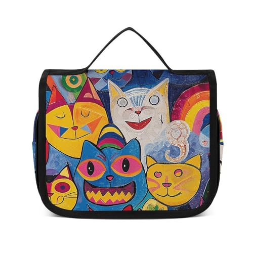NTVOWPZO Kulturbeutel für Damen, Reise-Kulturbeutel, Blumen und Katzen, Kosmetik-Organizer, Make-up-Tasche, Stil, 22,5 x 18,5 cm, Stil, 22,5 x 18,5 cm, Stil:, 22.5x18.5cm von NTVOWPZO