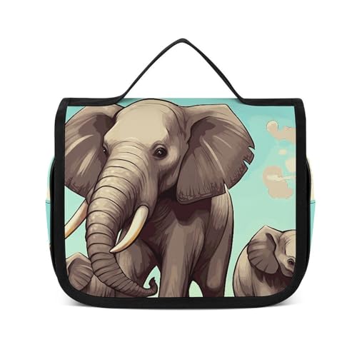 NTVOWPZO Kulturbeutel für Damen, Reise-Kulturbeutel, Elefanten-Kosmetik-Organizer, Make-up-Tasche, Stil, 22,5 x 18,5 cm, Stil, 22,5 x 18,5 cm, Stil:, 22.5x18.5cm von NTVOWPZO