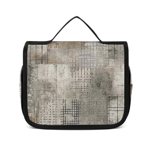 NTVOWPZO Kulturbeutel für Damen, Reise-Kulturbeutel, Grau und Weiß, Kosmetik-Organizer, Make-up-Tasche, Stil, 22,5 x 18,5 cm, Stil, 22,5 x 18,5 cm, Stil:, 22.5x18.5cm von NTVOWPZO