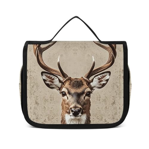 NTVOWPZO Kulturbeutel für Damen, Reise-Kulturbeutel, Hirschkopf-Druck, Kosmetik-Organizer, Make-up-Tasche, Stil, 22,5 x 18,5 cm, Stil, 22,5 x 18,5 cm, Stil:, 22.5x18.5cm von NTVOWPZO