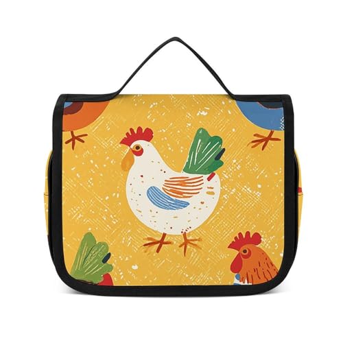 NTVOWPZO Kulturbeutel für Damen, Reise-Kulturbeutel, Hühner-Aufdruck, Kosmetik-Organizer, Make-up-Tasche, Stil, 22,5 x 18,5 cm, Stil, 22,5 x 18,5 cm, Stil:, 22.5x18.5cm von NTVOWPZO