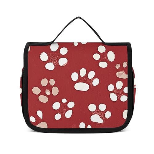 NTVOWPZO Kulturbeutel für Damen, Reise-Kulturbeutel, Hundeknochen, Pfotenabdrücke, Kosmetik-Organizer, Make-up-Tasche, Stil, 22,5 x 18,5 cm, Stil, 22,5 x 18,5 cm, Stil:, 22.5x18.5cm von NTVOWPZO