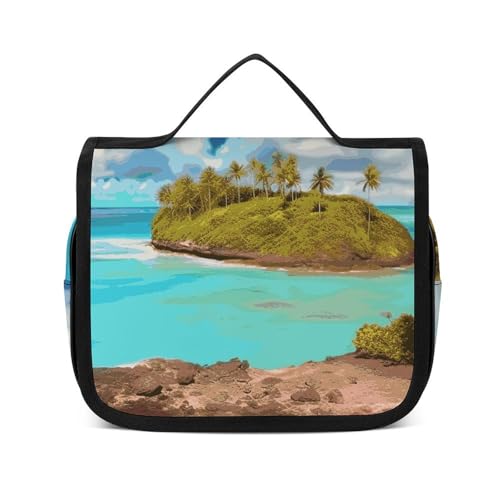 NTVOWPZO Kulturbeutel für Damen, Reise-Kulturbeutel, Karibiklandschaft, Kosmetik-Organizer, hängende Make-up-Tasche, Stil, 22,5 x 18,5 cm, Stil, 22,5 x 18,5 cm, Stil:, 22.5x18.5cm von NTVOWPZO
