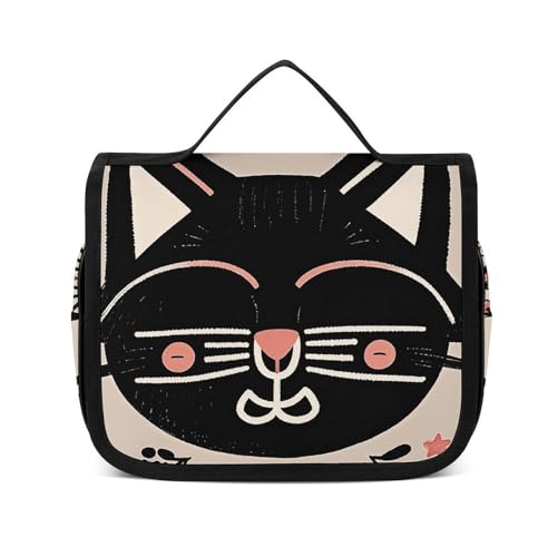 NTVOWPZO Kulturbeutel für Damen, Reise-Kulturbeutel, Katzenmuster, Kosmetik-Organizer, Make-up-Tasche, Stil, 22,5 x 18,5 cm, Stil, 22,5 x 18,5 cm, Stil:, 22.5x18.5cm von NTVOWPZO