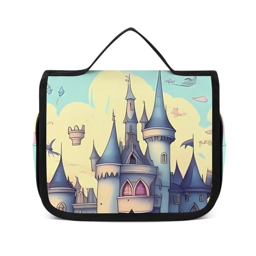 NTVOWPZO Kulturbeutel für Damen, Reise-Kulturbeutel, Märchenschloss, Kosmetik-Organizer, Make-up-Tasche, Stil, 22,5 x 18,5 cm, Stil, 22,5 x 18,5 cm, Stil:, 22.5x18.5cm von NTVOWPZO