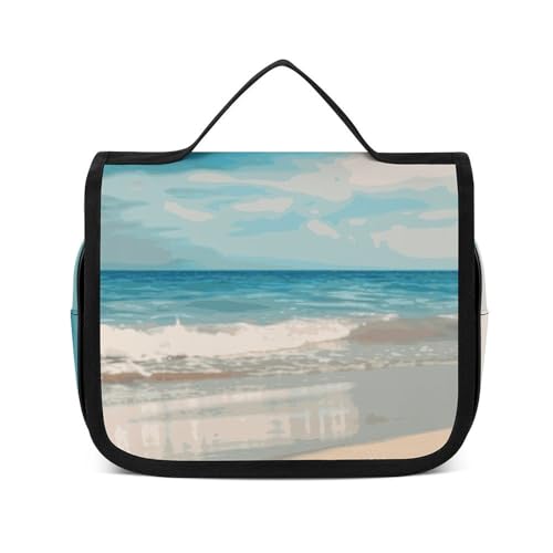 NTVOWPZO Kulturbeutel für Damen, Reise-Kulturbeutel, Meer, Strand, Kosmetik-Organizer, Make-up-Tasche, Stil, 22,5 x 18,5 cm, Stil, 22,5 x 18,5 cm, Stil:, 22.5x18.5cm von NTVOWPZO