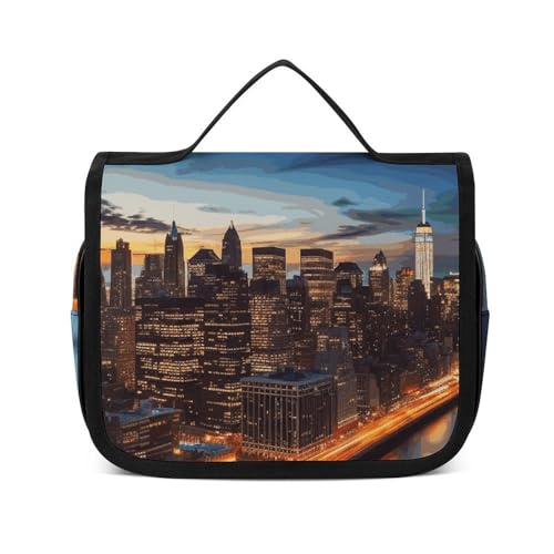 NTVOWPZO Kulturbeutel für Damen, Reise-Kulturbeutel, New York City, Landschaft, Kosmetik-Organizer, Make-up-Tasche, Stil, 22,5 x 18,5 cm, Stil, 22,5 x 18,5 cm, Stil:, 22.5x18.5cm von NTVOWPZO
