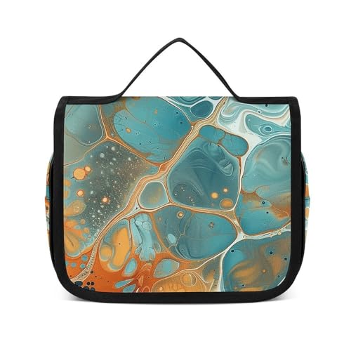 NTVOWPZO Kulturbeutel für Damen, Reise-Kulturbeutel, Orange und Türkis, Kosmetik-Organizer, Make-up-Tasche, Stil, 22,5 x 18,5 cm, Stil, 22,5 x 18,5 cm, Stil:, 22.5x18.5cm von NTVOWPZO