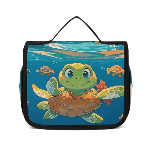 NTVOWPZO Kulturbeutel für Damen, Reise-Kulturbeutel, Schildkröten-Kosmetik-Organizer, hängende Make-up-Tasche, Stil, 22,5 x 18,5 cm, Stil, 22,5 x 18,5 cm, Stil:, 22.5x18.5cm von NTVOWPZO