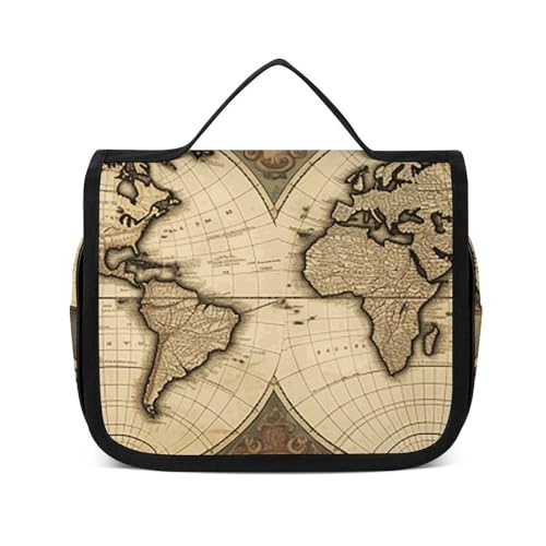 NTVOWPZO Kulturbeutel für Damen, Reise-Kulturbeutel, Weltkarte, Kosmetik-Organizer, zum Aufhängen, Make-up-Tasche, Stil, 22,5 x 18,5 cm, Stil, 22,5 x 18,5 cm, Stil:, 22.5x18.5cm von NTVOWPZO