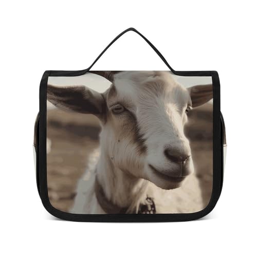 NTVOWPZO Kulturbeutel für Damen, Reise-Kulturbeutel, Ziege auf Hügel, Kosmetik-Organizer, Make-up-Tasche, Stil, 22,5 x 18,5 cm, Stil, 22,5 x 18,5 cm, Stil:, 22.5x18.5cm von NTVOWPZO