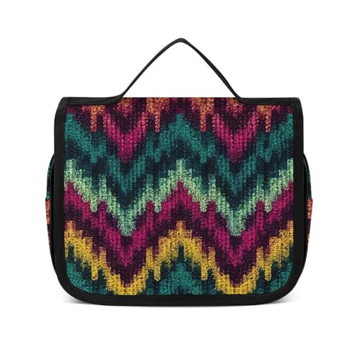 NTVOWPZO Kulturbeutel für Damen, Reise-Kulturbeutel, buntes Strickmuster, Kosmetik-Organizer, Make-up-Tasche, Stil, 22,5 x 18,5 cm, Stil, 22,5 x 18,5 cm, Stil:, 22.5x18.5cm von NTVOWPZO