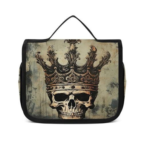 NTVOWPZO Kulturbeutel für Damen, Reise-Kulturbeutel, elegante Totenkopf-Krone, Kosmetik-Organizer, Make-up-Tasche, Stil, 22,5 x 18,5 cm, Stil, 22,5 x 18,5 cm, Stil:, 22.5x18.5cm von NTVOWPZO