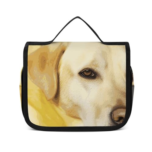 NTVOWPZO Kulturbeutel für Damen, Reise-Kulturbeutel, gelber Hund, Kosmetik-Organizer, Make-up-Tasche, Stil, 22,5 x 18,5 cm, Stil, 22,5 x 18,5 cm, Stil:, 22.5x18.5cm von NTVOWPZO