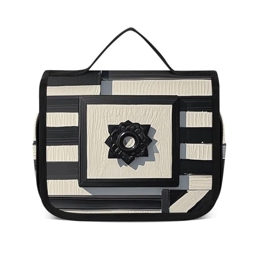 NTVOWPZO Kulturbeutel für Damen, Reise-Kulturbeutel, schwarz-weiß gestreift, Kosmetik-Organizer, Make-up-Tasche, Stil, 22,5 x 18,5 cm, Stil, 22,5 x 18,5 cm, Stil:, 22.5x18.5cm von NTVOWPZO