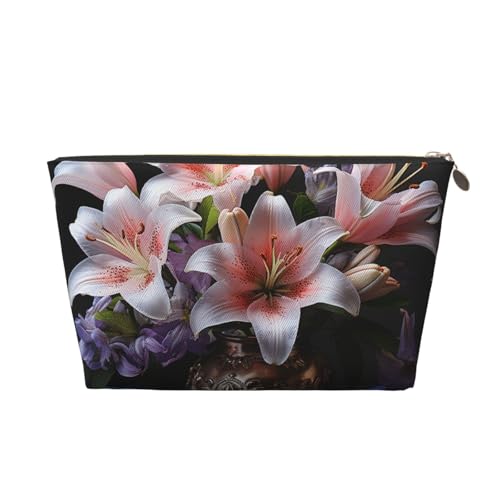 NTVOWPZO Reise-Kulturbeutel für Damen und Herren, Blumen und Lilien, Make-up-Tasche, große Kapazität, Kosmetiktasche, wasserabweisend, Kosmetiktasche, gold, Einheitsgröße NTVOWPZO Reise-Kulturbeutel für Damen und Herren, Blumen und Lilien, Make-up-Tasche, große Kapazität, Kosmetiktasche, wasserabweisend, Kosmetiktasche, gold, Einheitsgröße von NTVOWPZO