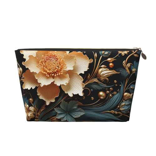 NTVOWPZO Reise-Kulturbeutel für Damen und Herren, goldfarbene Blumen auf Schwarz, Make-up-Tasche, große Kapazität, Kosmetiktasche, wasserabweisend, Kosmetiktasche, Gold, One Size NTVOWPZO Reise-Kulturbeutel für Damen und Herren, goldfarbene Blumen auf Schwarz, Make-up-Tasche, große Kapazität, Kosmetiktasche, wasserabweisend, Kosmetiktasche, Gold, One Size von NTVOWPZO