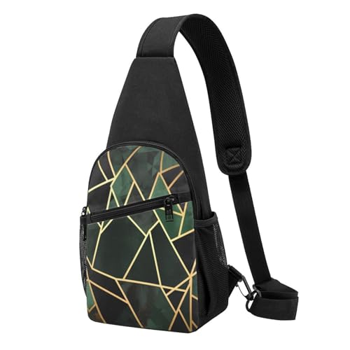 Schultertasche für Damen, Bauchtasche, geometrische Brusttasche, Tagesrucksack, für Wandern, Reisen, Schwarz und Gold, Schwarz und Gold, geometrisch, Einheitsgröße Schultertasche für Damen, Bauchtasche, geometrische Brusttasche, Tagesrucksack, für Wandern, Reisen, Schwarz und Gold, Schwarz und Gold, geometrisch, Einheitsgröße von NTVOWPZO