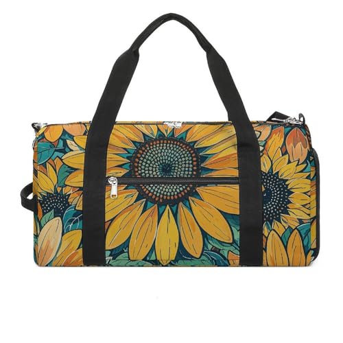 Sporttasche für Damen und Herren, Reisetasche, Sonnenblumenmuster, Handgepäcktasche mit Schuhfach, Stil, Einheitsgröße, Einheitsgröße, Stil:, Einheitsgröße von NTVOWPZO