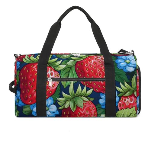 Sporttasche für Herren und Damen, Reisetasche, Erdbeermuster, Handgepäcktasche mit Schuhfach, Stil, Einheitsgröße, Einheitsgröße, Stil:, Einheitsgröße von NTVOWPZO