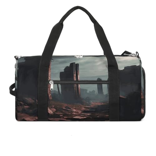 Sporttasche für Herren und Damen, Reisetasche, Reisetasche, Ruinen-Handgepäck, Wochenendtasche mit Schuhfach, Stil, Einheitsgröße, Einheitsgröße, Stil:, Einheitsgröße von NTVOWPZO