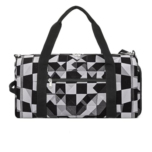 Sporttasche für Herren und Damen, Reisetasche, schwarz / weiß, Formel, kariert, Handgepäcktasche mit Schuhfach, Stil, Einheitsgröße, Einheitsgröße, Stil:, Einheitsgröße von NTVOWPZO