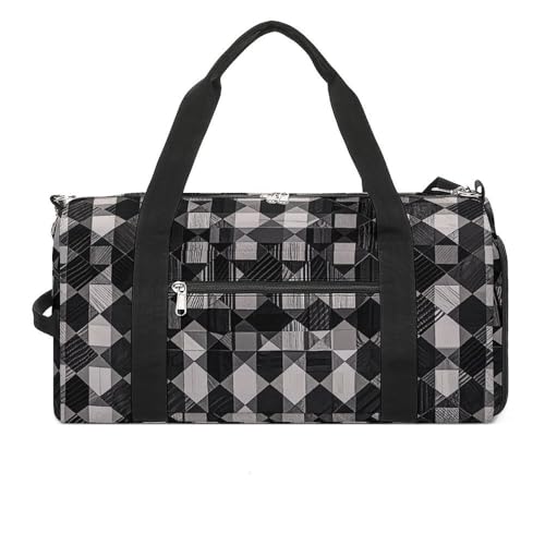 Sporttasche für Herren und Damen, Reisetasche, schwarz und weiß, kariert, Handgepäcktasche mit Schuhfach, Stil, Einheitsgröße, Stil, Einheitsgröße, Stil:, Einheitsgröße von NTVOWPZO