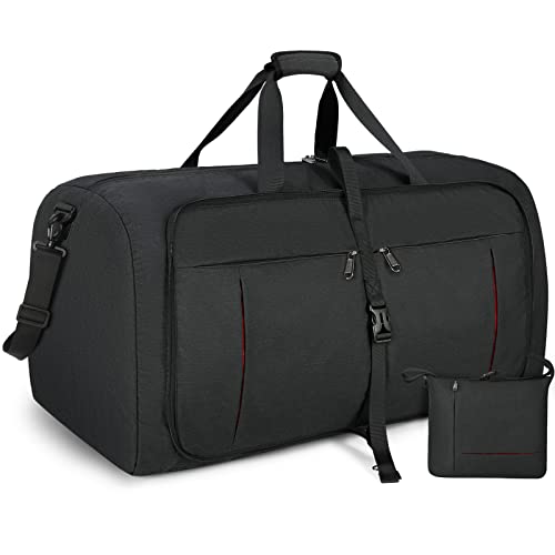 NUBILY Faltbare Reisetasche Groß 65L Sporttasche Herren Damen mit Schuhfach Leichter Reisetaschen Weekender Handgepäck Tasche Schwarz von NUBILY