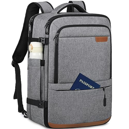 NUBILY Laptop Rucksack Herren Reiserucksack 17.3 Zoll Große Handgepäck Reiserucksack Flugzeug 40L Wasserdicht Schulrucksack Jungen Teenager für Arbeit Business Reisen Weekender Grau von NUBILY